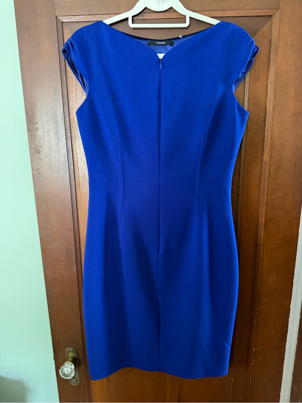 Tahari Cobalt Blue Cap-Sleeve Sheath Dress